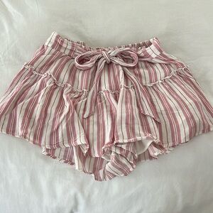 Pink & white stripped shorts with bow detail